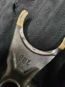 Worn BMW K1200 gearbox selector fork